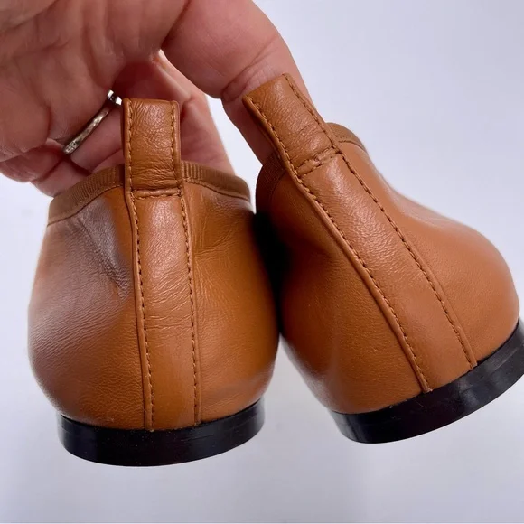 NEW Everlane Toasted Almond Tan Italian Leather The Day Tie Ballet Flat Size 9 - Picture 9 of 13